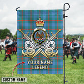 Personalized Custom Name Clan Agnew Ancient Tartan Garden Flag with Clan Crest and the Golden Sword of Courageous Legacy XF60 - Agnew Ancient Tartan Design, Scottish Heritage Gift
